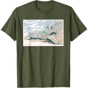 image:imageStar Wars Grogu and Rancor Nap Time TShirtOlive Green