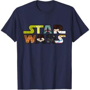 image:imageStar Wars Logo Character CloseUp Kawaii Style Tshirt TShirtNavy Blue