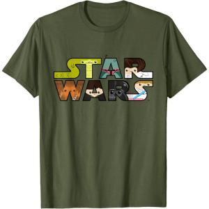 image:imageStar Wars Logo Character CloseUp Kawaii Style Tshirt TShirtOlive Green