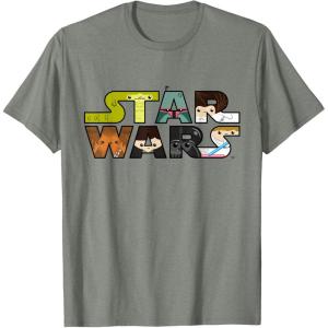 image:imageStar Wars Logo Character CloseUp Kawaii Style Tshirt TShirtOlive Heather