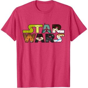 image:imageStar Wars Logo Character CloseUp Kawaii Style Tshirt TShirtRed Heather