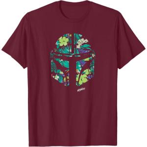 image:imageStar Wars The Mandalorian Mando Tropical Print Helmet TShirtBurgundy