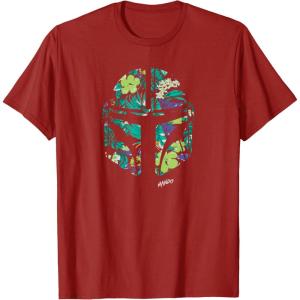 image:imageStar Wars The Mandalorian Mando Tropical Print Helmet TShirtCranberry Red