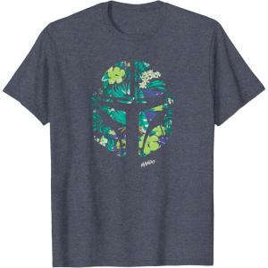 image:imageStar Wars The Mandalorian Mando Tropical Print Helmet TShirtHeather Blue