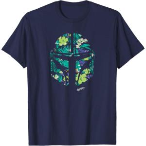 image:imageStar Wars The Mandalorian Mando Tropical Print Helmet TShirtNavy Blue