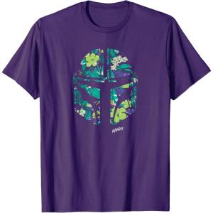 image:imageStar Wars The Mandalorian Mando Tropical Print Helmet TShirtPurple