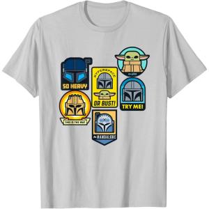 image:imageStar Wars The Mandalorian Season 3 Character Stickers Grogu TShirtSilver Grey