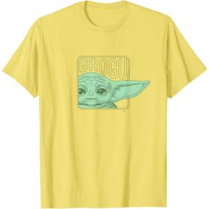 image:imageStar Wars The Mandalorian Season 3 Grogu Face with Name TShirtLemon Yellow