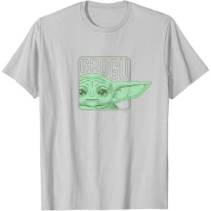 image:imageStar Wars The Mandalorian Season 3 Grogu Face with Name TShirtSilver Grey