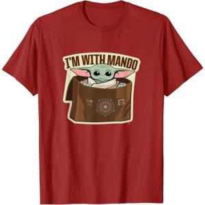 image:imageStar Wars The Mandalorian Season 3 Grogu Im With Mando TShirtCranberry Red