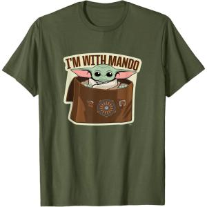 image:imageStar Wars The Mandalorian Season 3 Grogu Im With Mando TShirtOlive Green