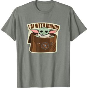 image:imageStar Wars The Mandalorian Season 3 Grogu Im With Mando TShirtOlive Heather