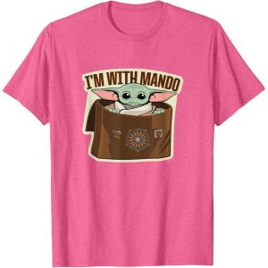 image:imageStar Wars The Mandalorian Season 3 Grogu Im With Mando TShirtPink Heather