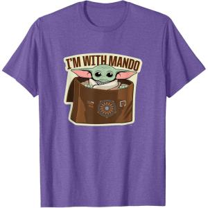 image:imageStar Wars The Mandalorian Season 3 Grogu Im With Mando TShirtPurple Heather