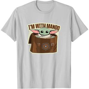 image:imageStar Wars The Mandalorian Season 3 Grogu Im With Mando TShirtSilver Grey