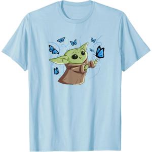 image:imageStar Wars The Mandalorian The Child with Blue Butterflies TShirtBaby Blue