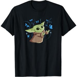 image:imageStar Wars The Mandalorian The Child with Blue Butterflies TShirtBlack