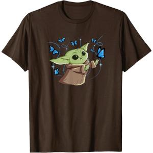 image:imageStar Wars The Mandalorian The Child with Blue Butterflies TShirtBrown