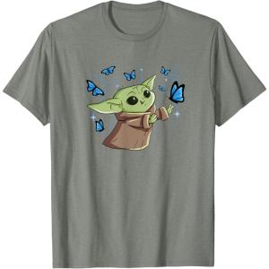 image:imageStar Wars The Mandalorian The Child with Blue Butterflies TShirtOlive Heather
