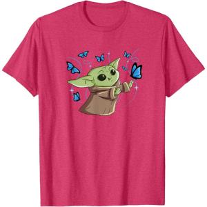 image:imageStar Wars The Mandalorian The Child with Blue Butterflies TShirtRed Heather