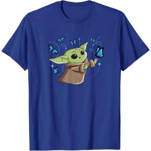 image:imageStar Wars The Mandalorian The Child with Blue Butterflies TShirtRoyal Blue