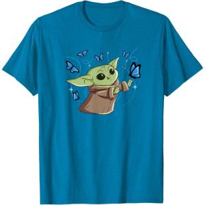 image:imageStar Wars The Mandalorian The Child with Blue Butterflies TShirtSapphire Blue
