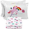 image:imageSunny Side Up Kids Sheet Set with Fitted Flat Sheets amp Pillow Cover  UltraSoft Bedding with Pillowcase for Room Decor White  The Mandalorian 3 Piece TwinWhite  Rainbow Unicorn