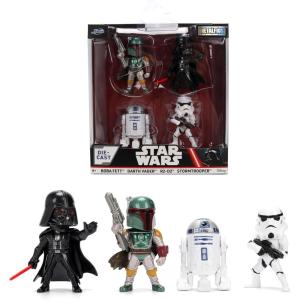 image:imageJada Star Wars Metalfigs 4Pack  Darth Vader Stormtrooper R2D2 Boba Fett Classic DieCast Figures 25 Scale  Stylized Display Set Toys