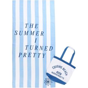 image:imageJay Franco Beach Towel and Tote Bag Set  16 x 145 Canvas Shoulder Handbag with 28 x 58 Super Soft Absorbent Bath TowelBlue  the Summer I Turned Pretty