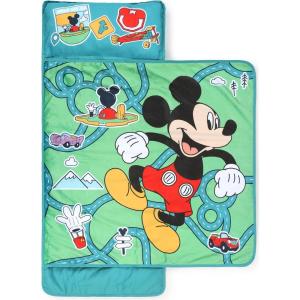 image:imageJay Franco Kids Nap Mat with Embedded Pillow amp Blanket  Soft 46x20 Microfiber Sleeping Bag with Name Tag amp Handle for School Travel SleepoverGreen  Mickey Mouse