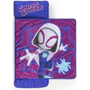 image:imageJay Franco Kids Nap Mat with Embedded Pillow amp Blanket  Soft 46x20 Microfiber Sleeping Bag with Name Tag amp Handle for School Travel SleepoverPurple  Ghost Spider