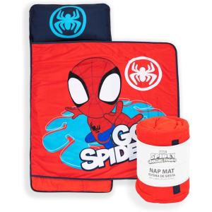 image:imageJay Franco Kids Nap Mat with Embedded Pillow amp Blanket  Soft 46x20 Microfiber Sleeping Bag with Name Tag amp Handle for School Travel SleepoverRed  Spiderman