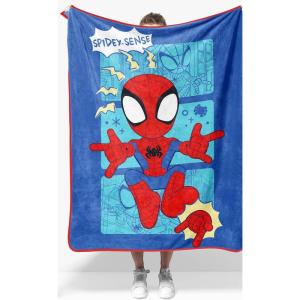 image:imageJay Franco Kids Plush Throw Blanket  Soft amp Cozy Fleece Throw for Bedroom amp Couch Dcor Official Licensed Product Teal  Mandalorian 40x50  Travel BlanketBlue  Spidey  Friends