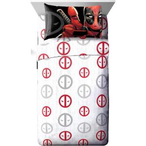 image:imageJay Franco Sheet Set with Fitted Flat Sheets amp Pillow Cover  UltraSoft Bedding with Pillowcase for Room Decor White  Star Wars 3 Piece TwinWhite  Deadpool