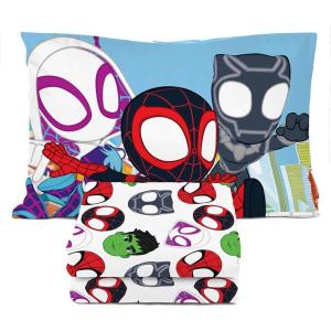 image:imageSunny Side Up Kids Sheet Set with Fitted Flat Sheets amp Pillow Cover  UltraSoft Bedding with Pillowcase for Room Decor White  The Mandalorian 3 Piece TwinMulti  Spidey  Friends