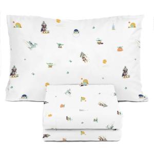 image:imageSunny Side Up Kids Sheet Set with Fitted Flat Sheets amp Pillow Cover  UltraSoft Bedding with Pillowcase for Room Decor White  The Mandalorian 3 Piece TwinWhite  the Mandalorian