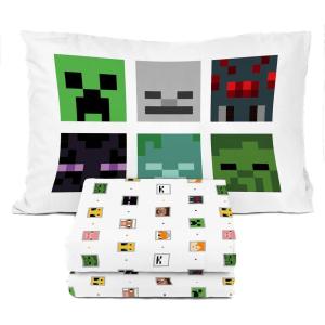 image:imageSunny Side Up Kids Sheet Set with Fitted Flat Sheets amp Pillow Cover  UltraSoft Bedding with Pillowcase for Room Decor White  The Mandalorian 3 Piece TwinWhite  Minecraft