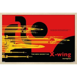 image:imageTrends International Star Wars Moving At Lightspeed  XWing Wall Poster 34L x 224W Premium Unframed VersionBlonde Framed Version