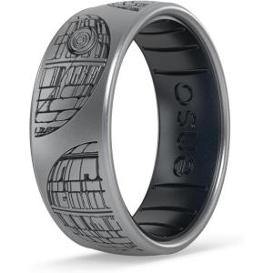 image:imageEnso Rings Silicone Wedding Ring  Etched Star Wars Designs  Comfortable Contour Fit  Made in USA  Ideal for Active UseDS1 Battle Station