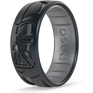 image:imageEnso Rings Silicone Wedding Ring  Etched Star Wars Designs  Comfortable Contour Fit  Made in USA  Ideal for Active UseDarth Vader  Black PearlSilver