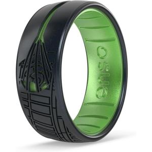 image:imageEnso Rings Silicone Wedding Ring  Etched Star Wars Designs  Comfortable Contour Fit  Made in USA  Ideal for Active UseDeath Star  Black PearlPeridot