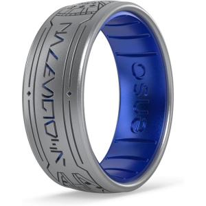 image:imageEnso Rings Silicone Wedding Ring  Etched Star Wars Designs  Comfortable Contour Fit  Made in USA  Ideal for Active UseScoundrel  SilverSapphire