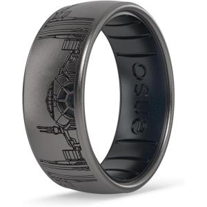 image:imageEnso Rings Silicone Wedding Ring  Etched Star Wars Designs  Comfortable Contour Fit  Made in USA  Ideal for Active UseTIELN Starfighter