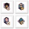 image:imageTrends International Gallery Pops Star Wars Skeleton Crew  Character Badge Wall Art Bundle 4Pack Gallery Pops Wall Art Unframed VersionWhite Framed Version