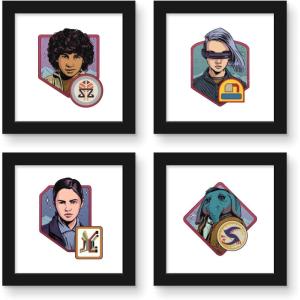 image:imageTrends International Gallery Pops Star Wars Skeleton Crew  Character Badge Wall Art Bundle 4Pack Gallery Pops Wall Art Unframed VersionBlack Framed Version