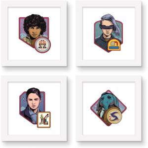 image:imageTrends International Gallery Pops Star Wars Skeleton Crew  Character Badge Wall Art Bundle 4Pack Gallery Pops Wall Art Unframed VersionWhite Framed Version
