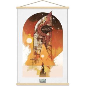 image:imageTrends International Star Wars The Book of Boba Fett  Boba and Firespray Wall Poster 22375 x 34 Premium Unframed VersionPremium Print and Beechwood Hanger Bundle