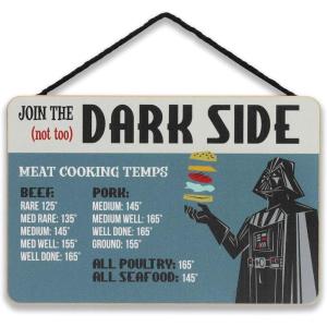 image:imageDisney Star Wars Darth Vader Dark Side Hanging Wood Wall Decor  Funny Star Wars Meat Temperature Guidelines Sign for GrillingBlueGray