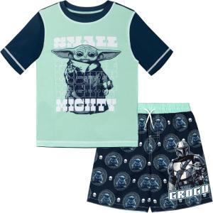 image:imageSTAR WARS Rash Guard and Swim Trunks UPF 50 Outfit Set Toddler to Big Kid Sizes 4T  1416Seafoam Green  Navy