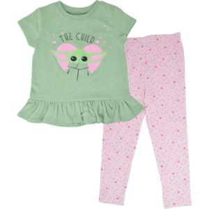 image:imageSTAR WARS The Mandalorian Grogu TShirt and Leggings Outfit Set Infant to Big Kid Sizes 12 Months  1416Green